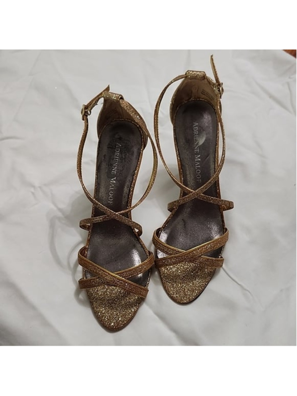 Adrienne Maloof Gold Glitter Heels